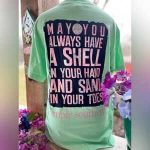 Simply Southern Mint Green Graphic Tee ……”Shell in Your Hand..Sand in Your Toes”